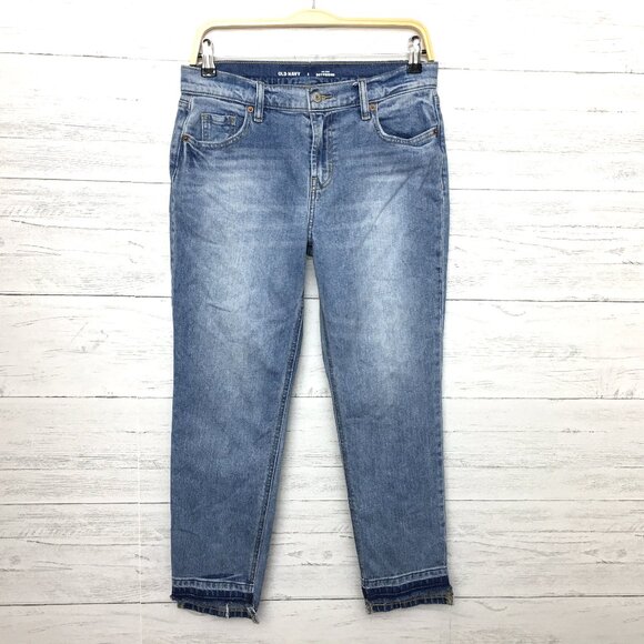 Old Navy Women's Jeans Boyfriend Mid Rise Frayed Hems size 2 length 26" - Picture 1 of 7